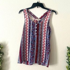 Pink Rose Floral Print Sleeveless Shirt